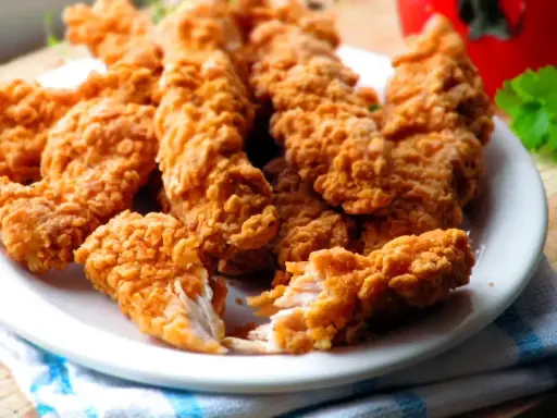 Chrupiące kawałki kurczaka w panierce jak z KFC, z oryginalnym przepisem. Idealne na przekąskę.