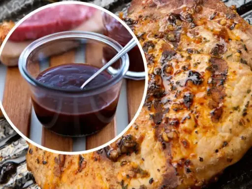 Soczysty schab z grilla, polany aromatycznym sosem BBQ. Idealny na letnie wieczory.