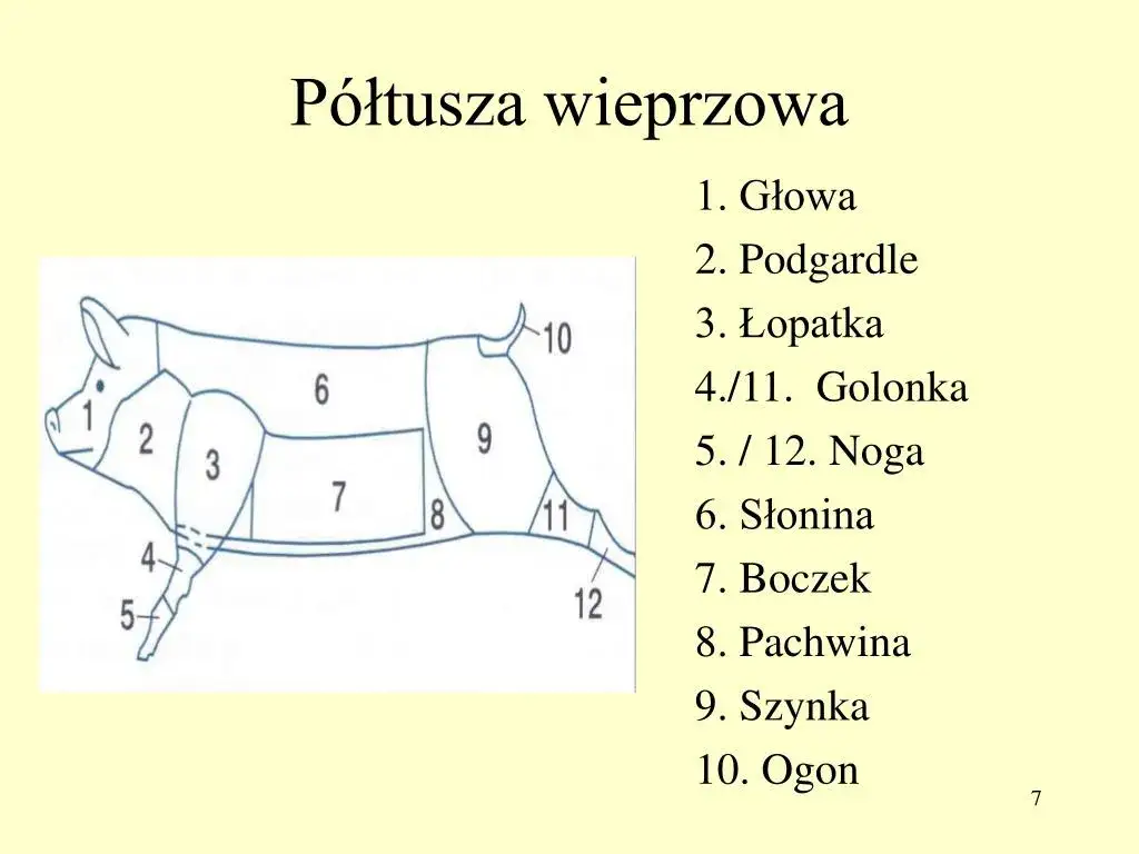 wieprzowina w kawałkach, różne części tuszy